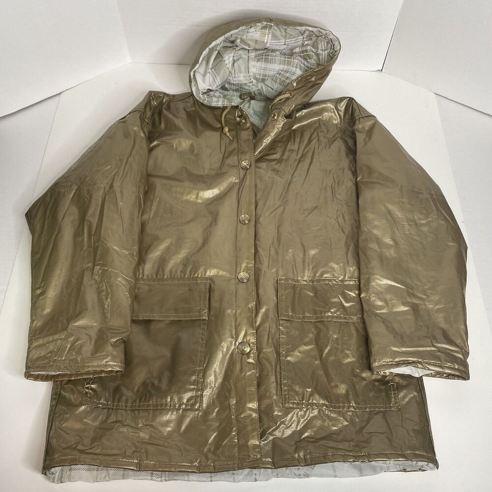 Wippette Rain Things Vintage Gold Waterproof Hooded Jacket Coat Womens Small - Picture 6 of 9